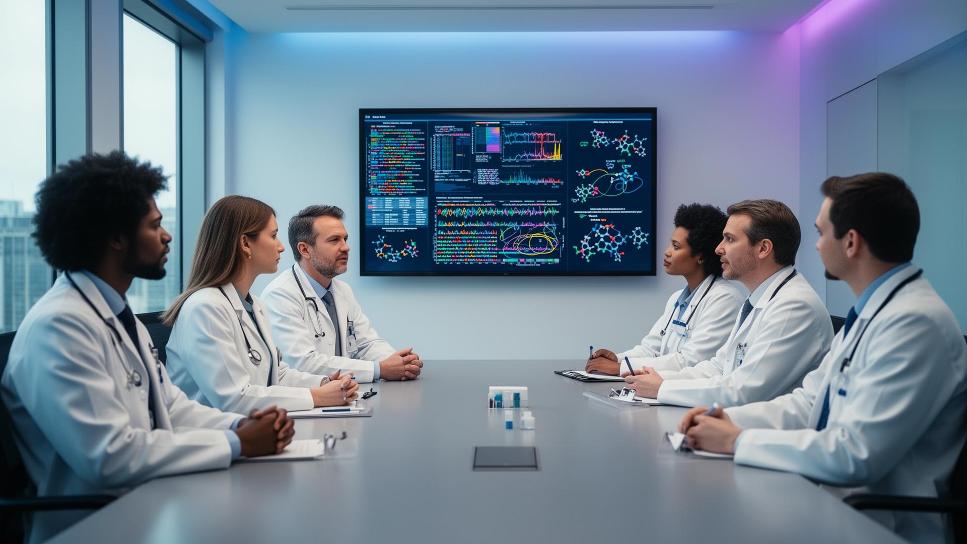 Multidisciplinary molecular tumour board reviewing genomic data
